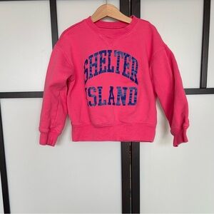 J Crew Crewcuts XS (4-5 )Shelter Island New York Crewneck Sweatshirt Pink Cotton